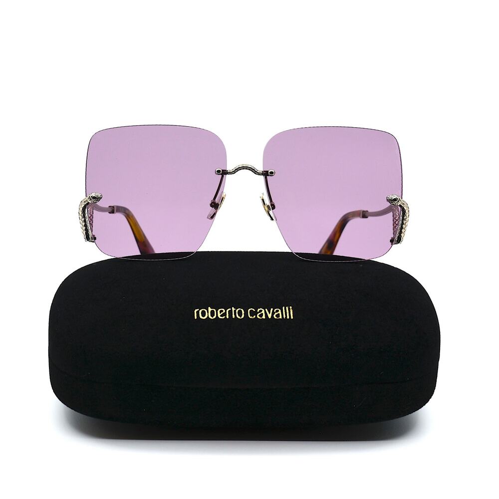 NEW ROBERTO CAVALLI SRC061 0594 SILVER VIOLET LENS AUTHENTIC SUNGLASSES - Picture 6 of 13